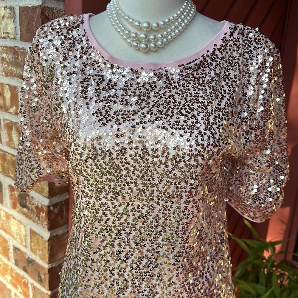 NWT Sequined Gold & Pink Lind Top - Picture 3 of 10